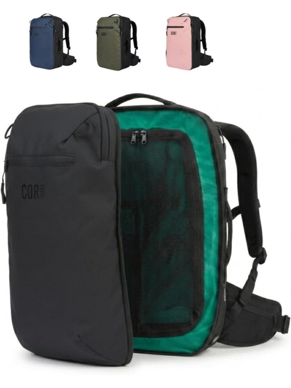 40L Black Travel Backpack - Versatile Island Hopper, Perfect Carry-On for
